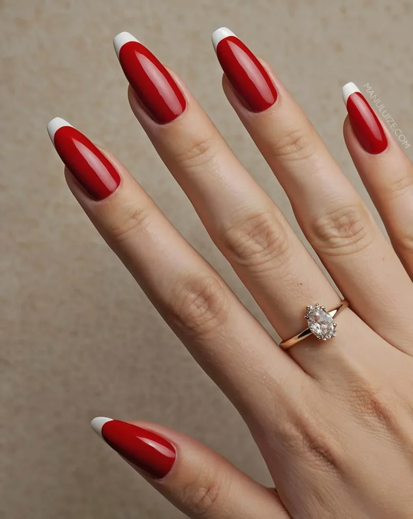 unghie rosse estive french 1
