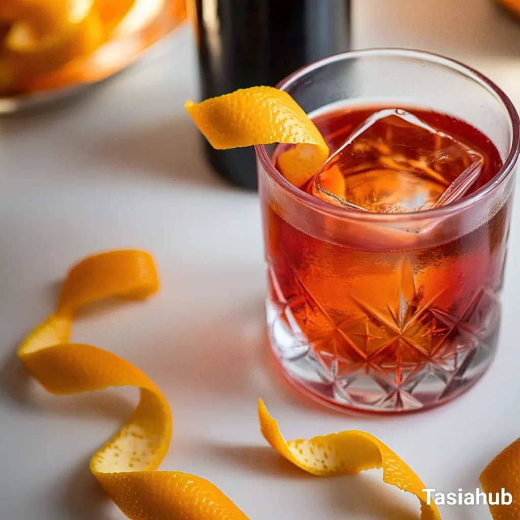 A glass of negroni cocktail