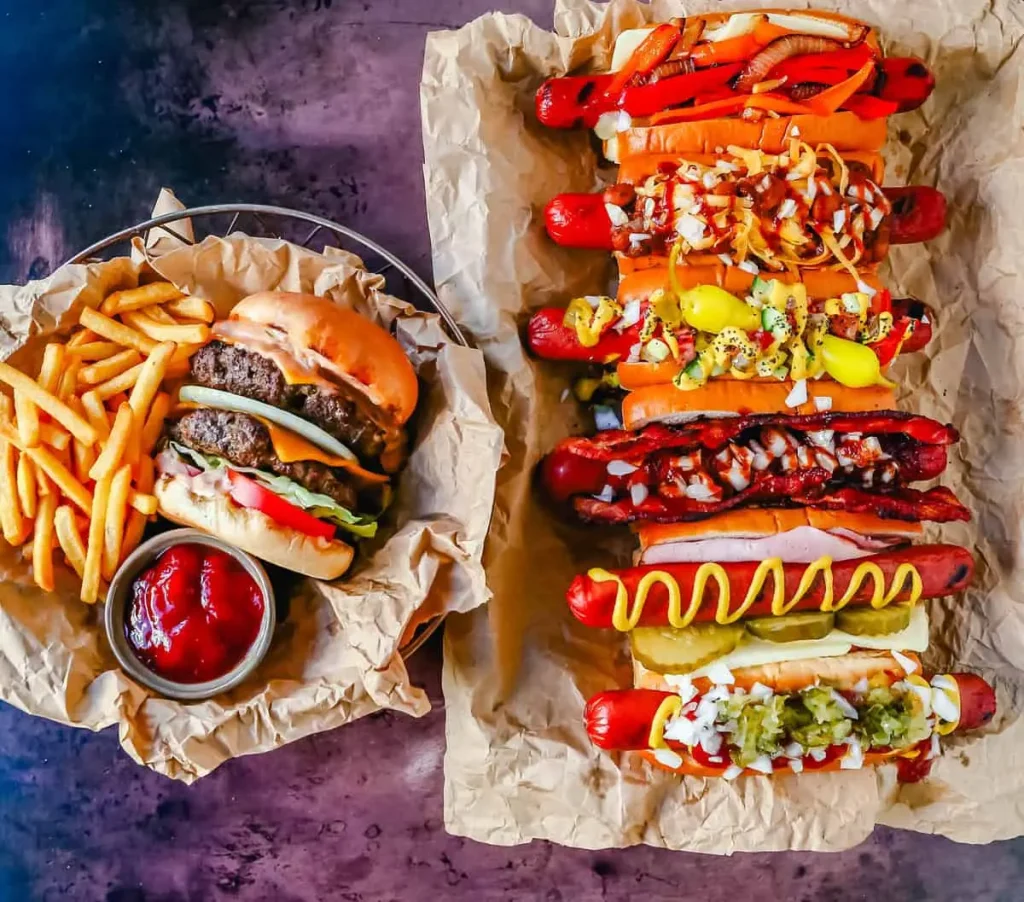 Classic Double Cheeseburger and Gourmet Hot Dogs 1 scaled 1