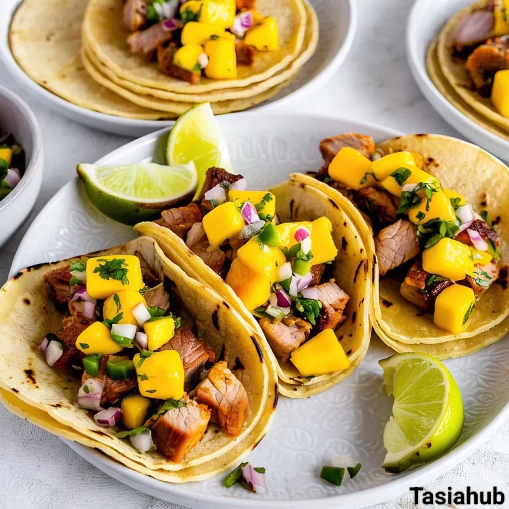 Pork tacos with mango salsa