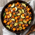Ground beef zucchini sweet potato skillet