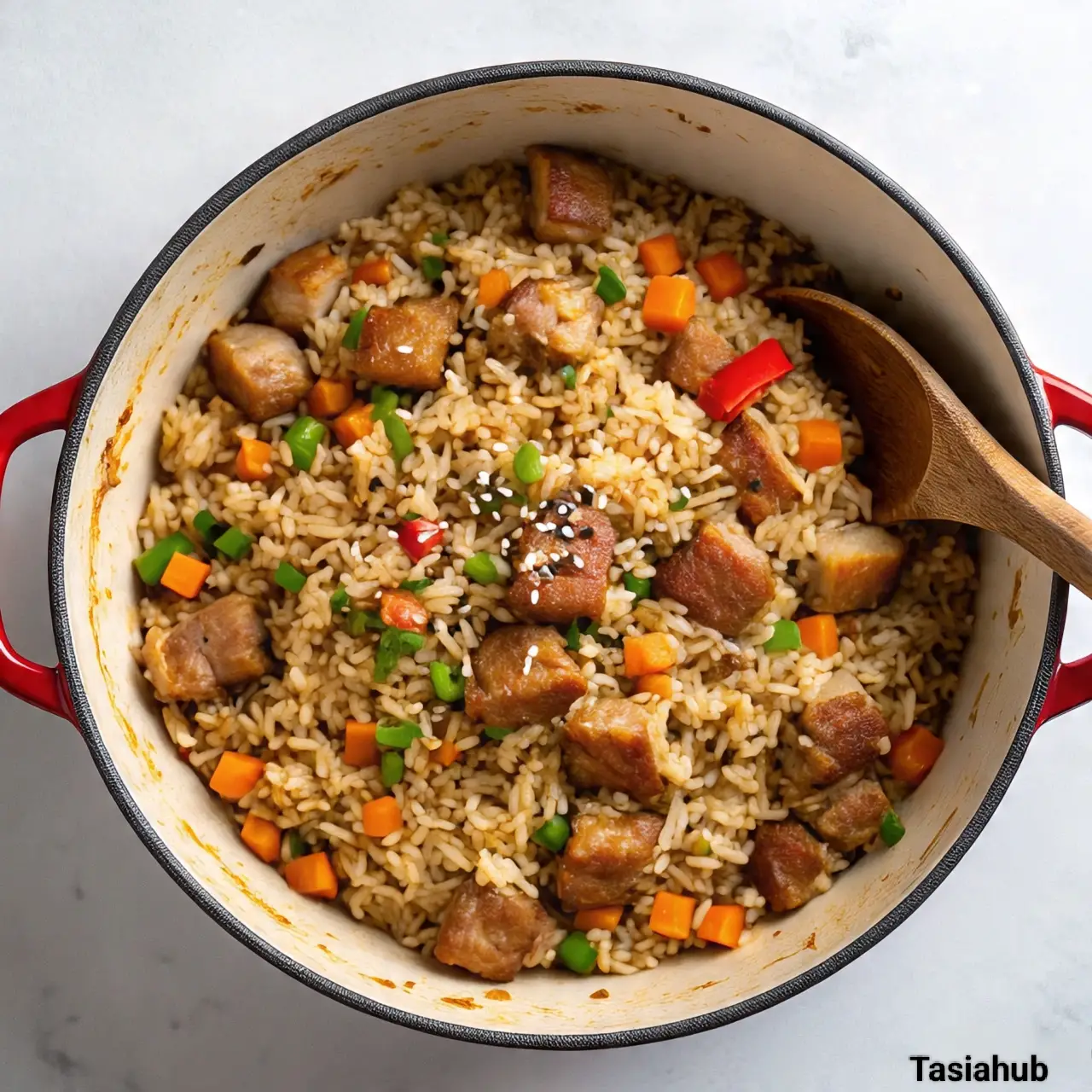 One pot rice with pork and veggies