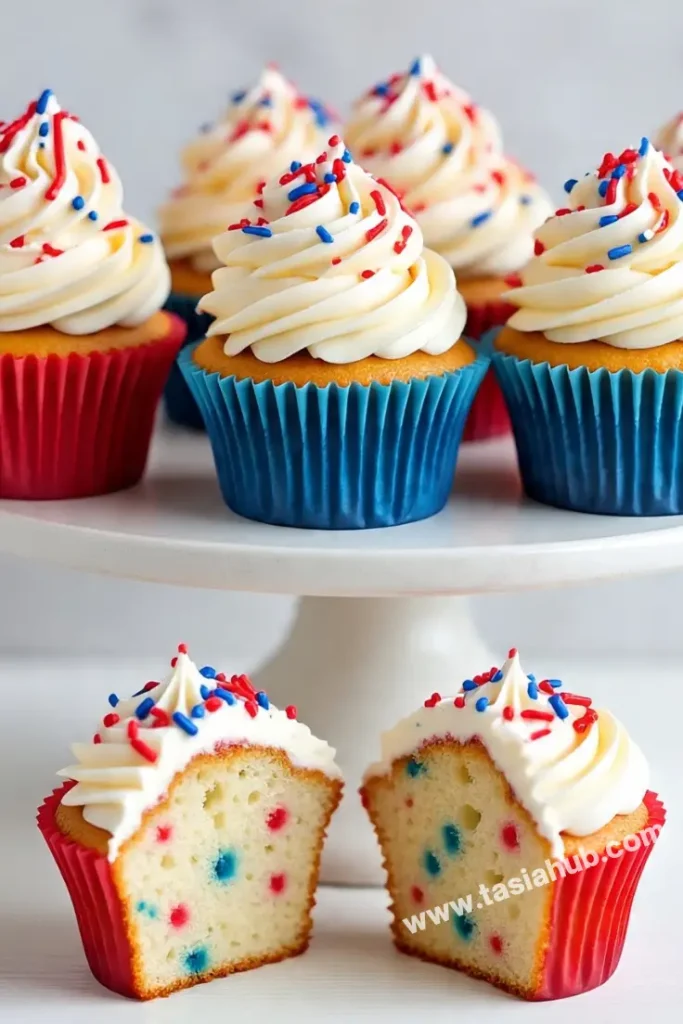red white and blue funfetti cupcakes 1