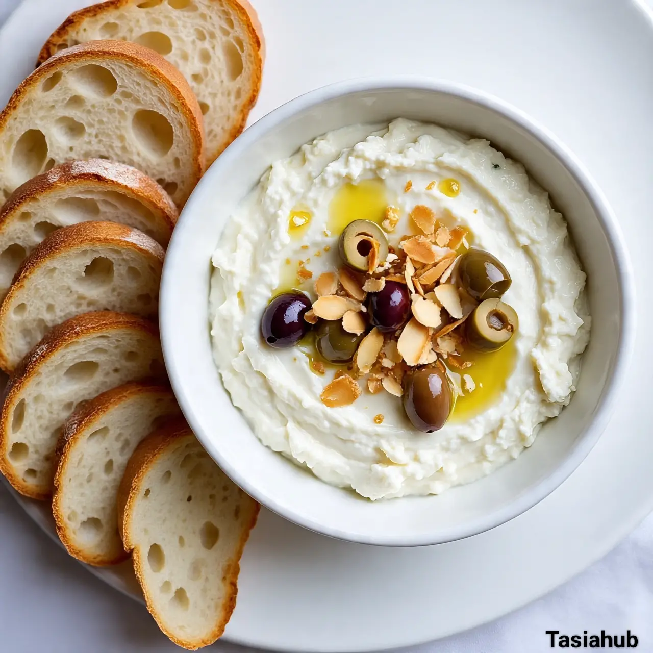 Ricotta with Crushed Olives, Almond & Lemon