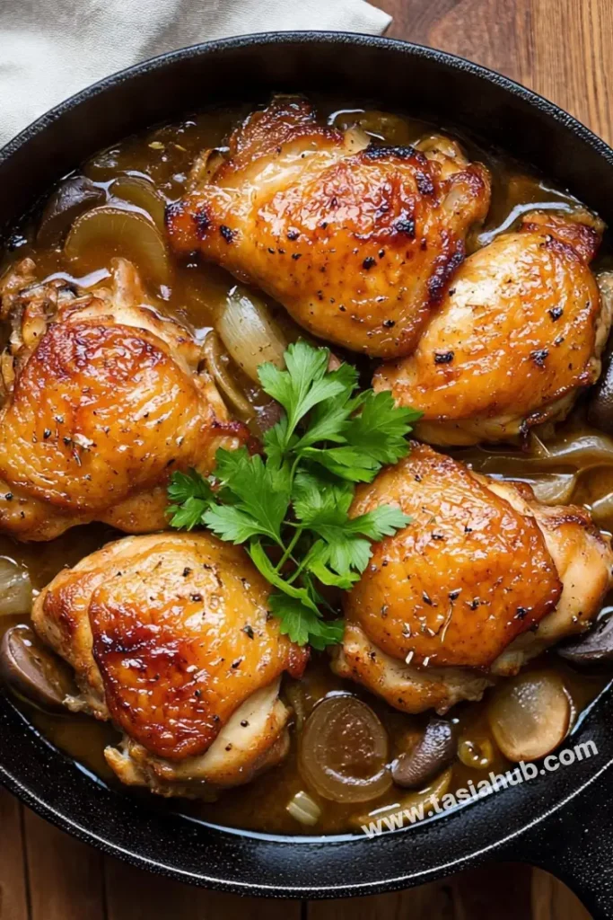 apple cider braised chicken