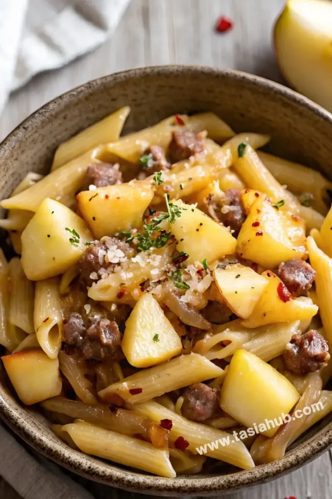 caramelized apple and pasta