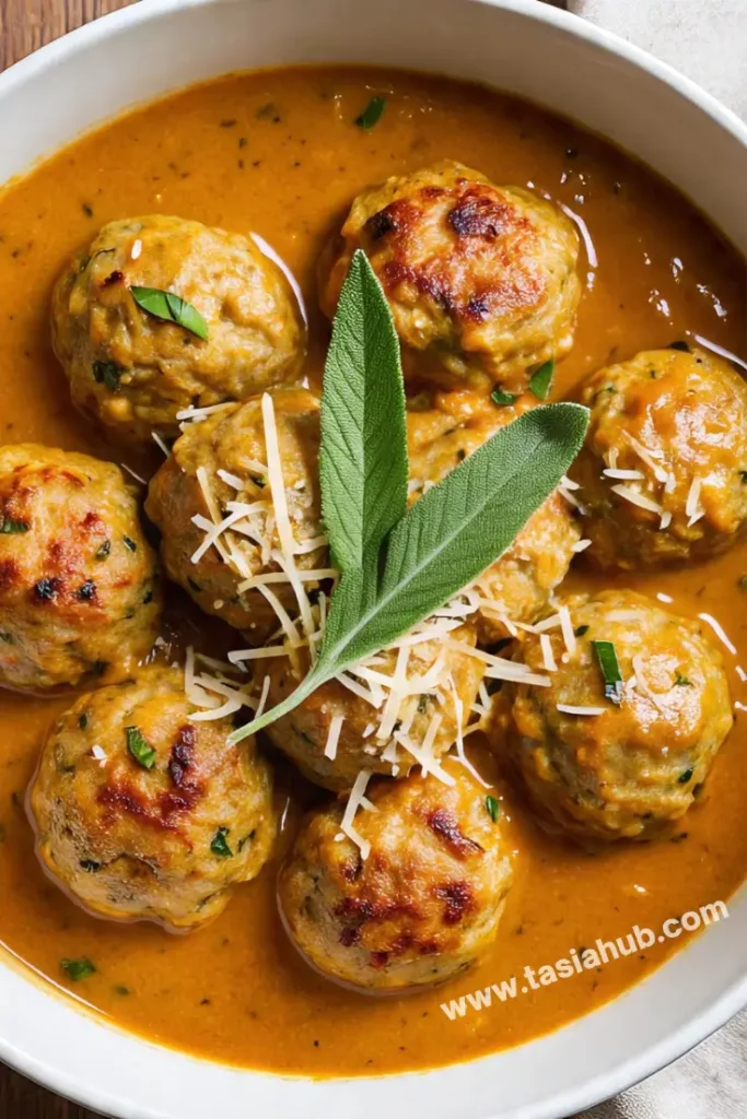 creamy pumpkin sage turkey meatballs 1