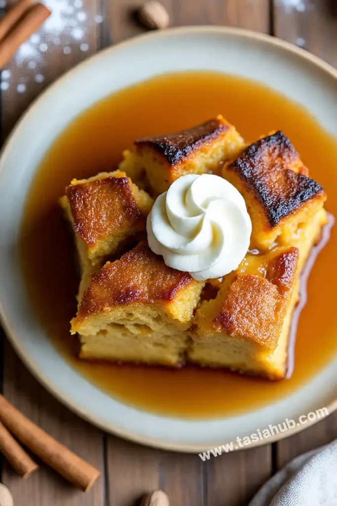 fall pumpkin eggnog bread pudding