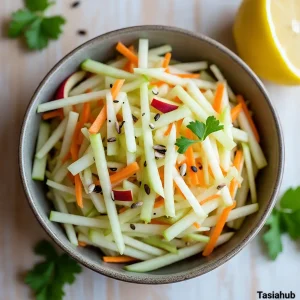 Kohlrabi salad with apple and carrot