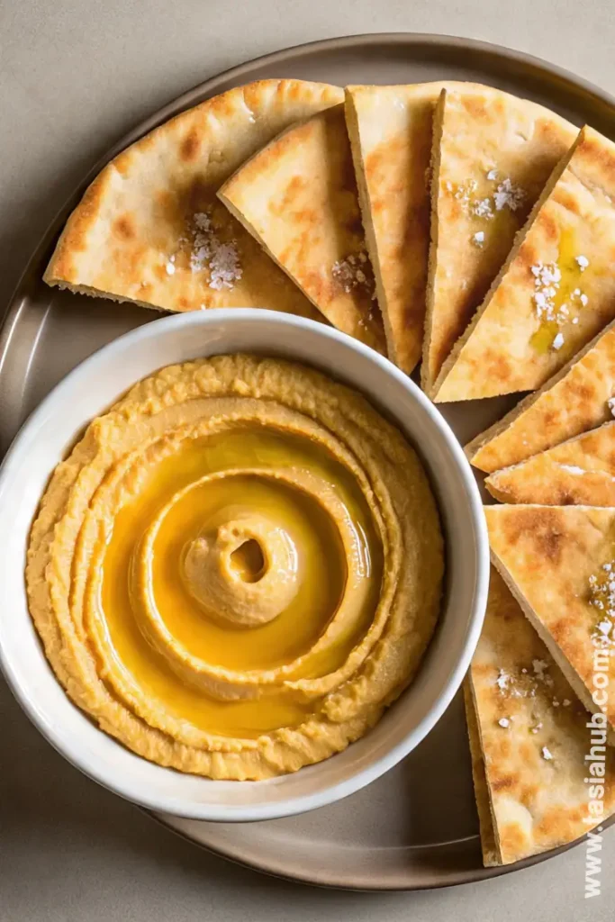 pumpkin hummus with pita chips 1 1