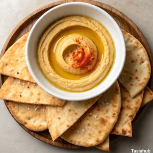 Pumpkin hummus with pita chips