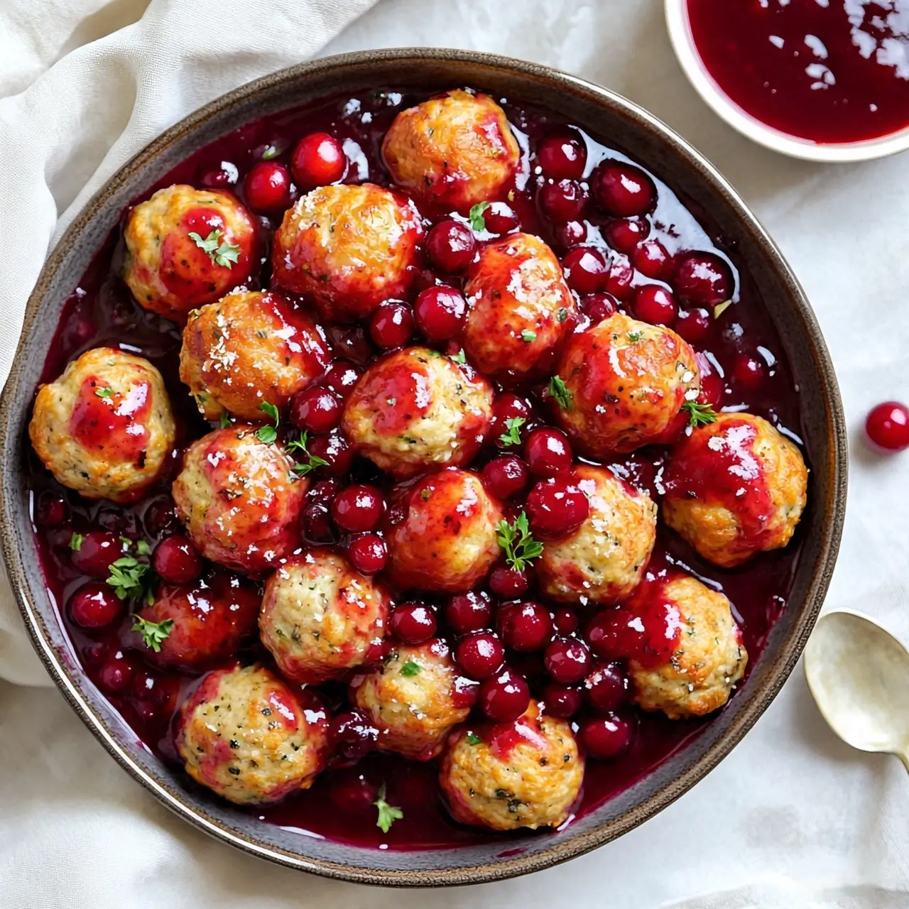 Crockpot cranberry turkey meatballs