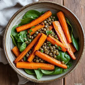 Maple roasted carrots and lentil salad