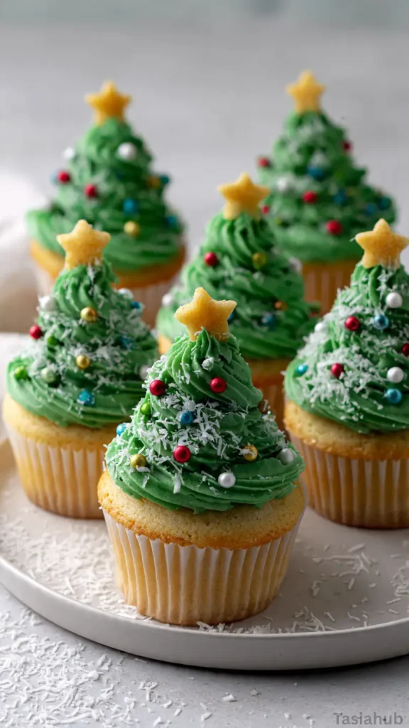 Christmas tree cupcakes