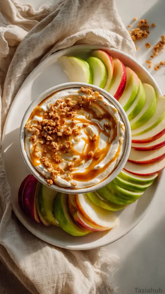 caramel apple dip with cream cheese and skor