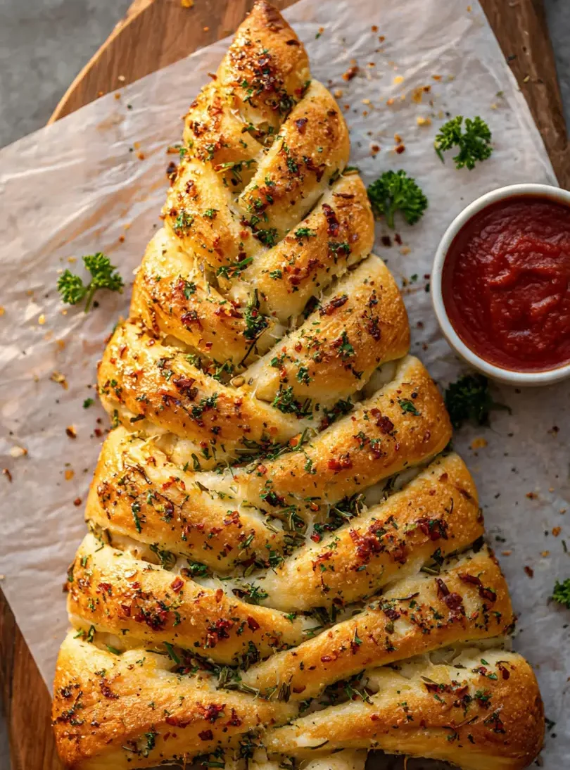 cheesy pull-apart christmas tree bread