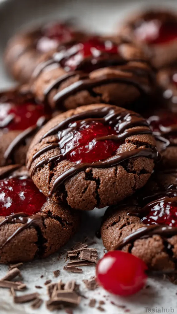 chocolate cherry thumbprint cookies recipe