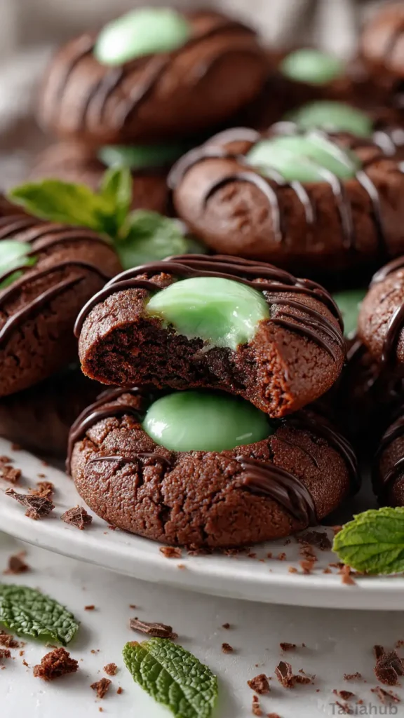 chocolate mint thumbprint cookies recipe