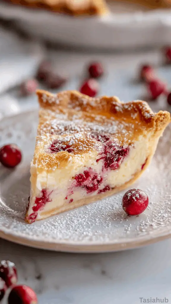 Christmas cranberry custard pie