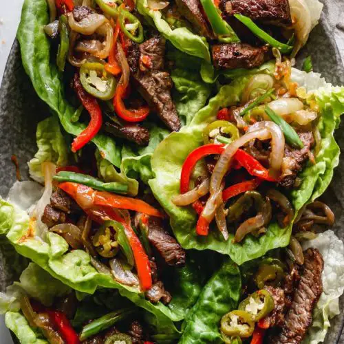 Philly cheesesteak lettuce wraps