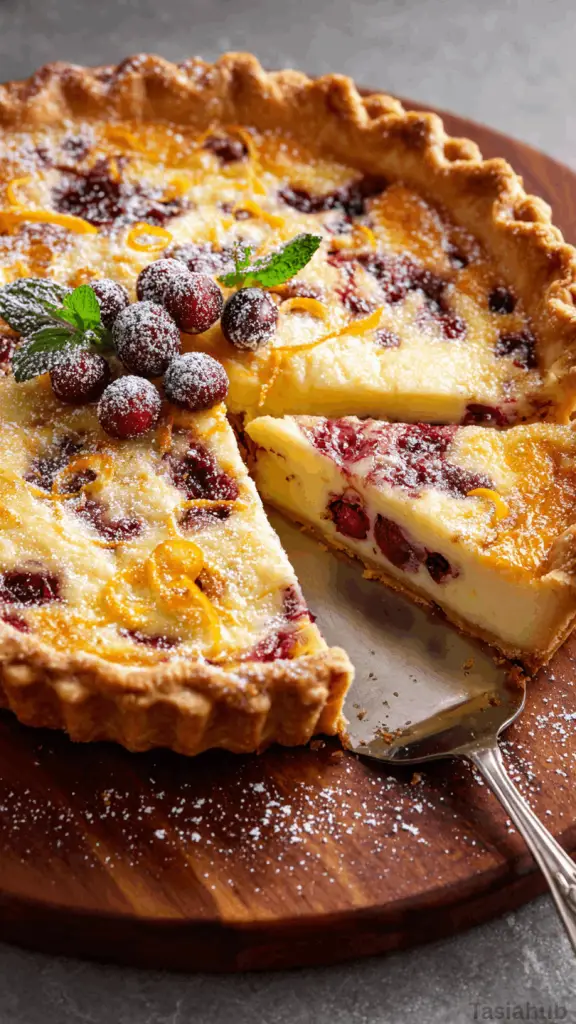 Xmas cranberry custard pie