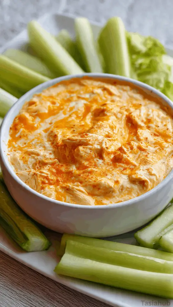 keto buffalo chicken dip dish