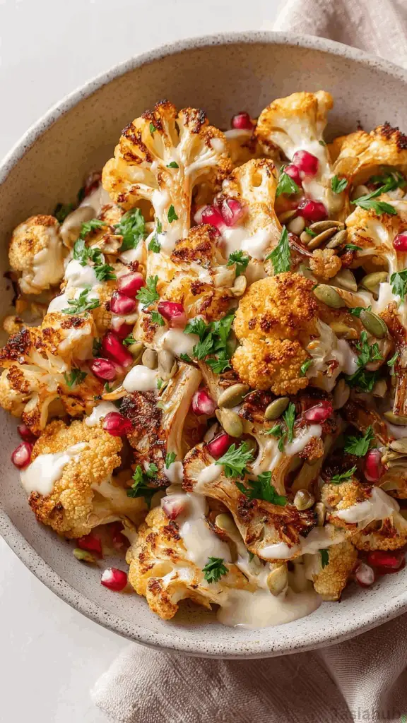 roasted cauliflower tahini salad