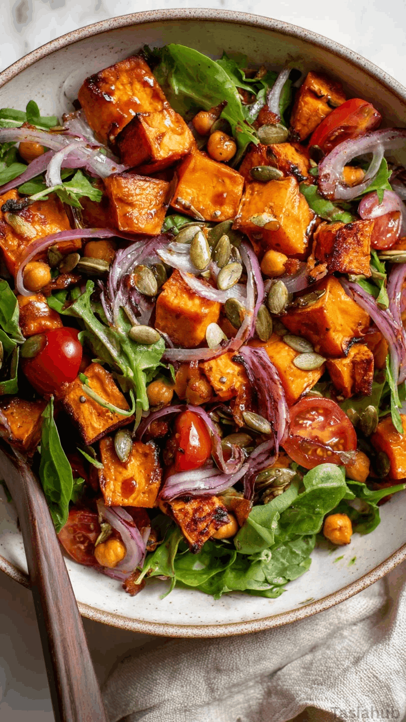Roasted Sweet Potato And Chickpea Salad - Tasiahub