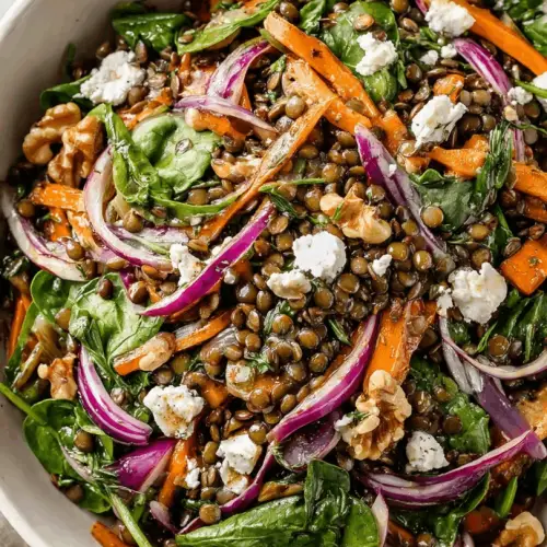 lentil and spinach salad