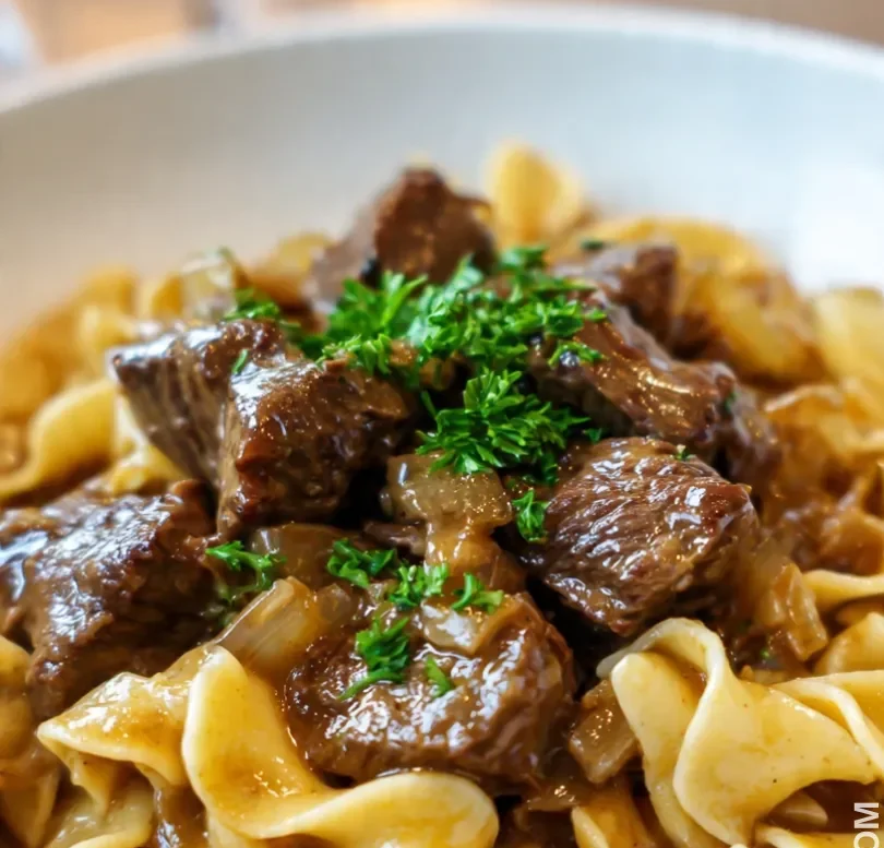 crockpot beef and nooldes with stew meat