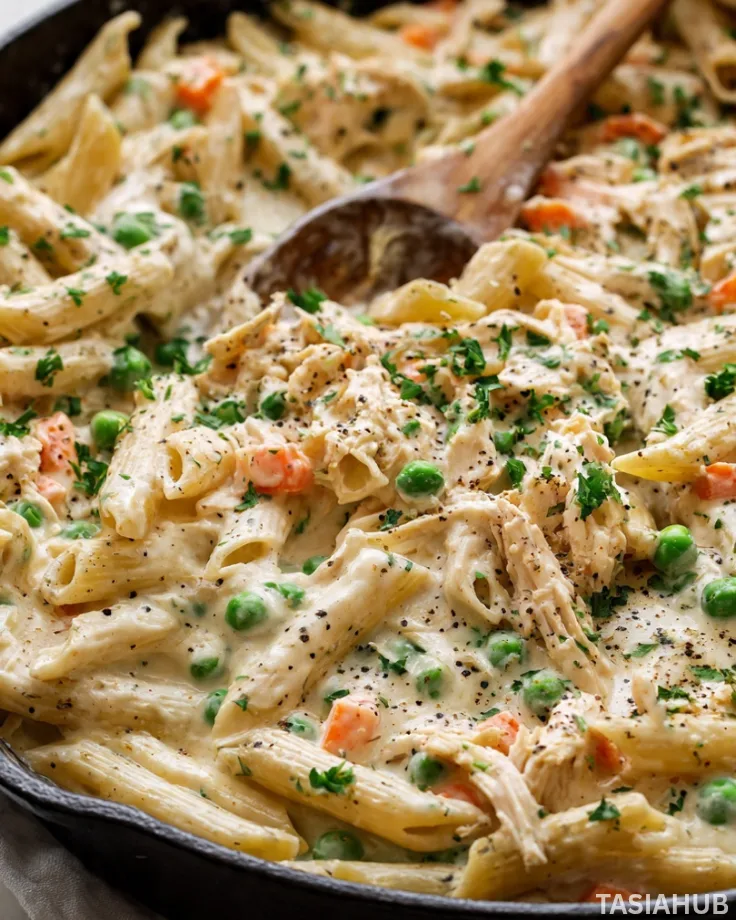 Creamy chicken pot pie pasta