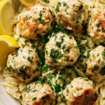 Greek chicken meatballs with lemon orzo