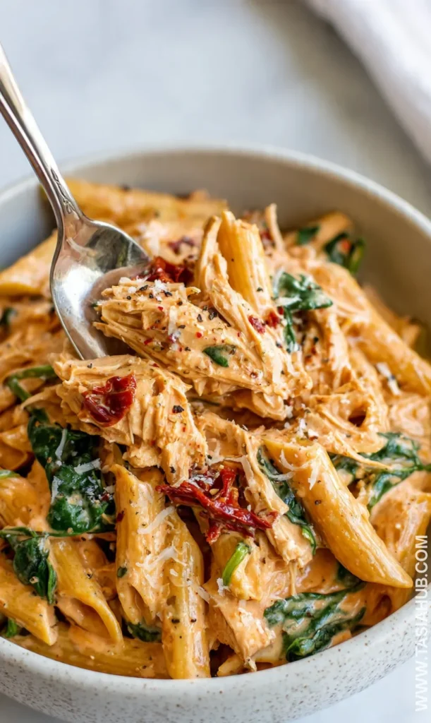 crockpot Tuscan chicken pasta